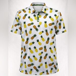 Grunk Dolfer Polo Shirt Mens Short Sleeve Pineapples Golf